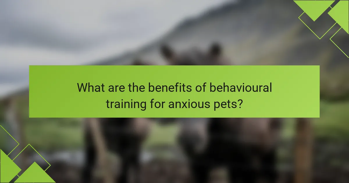 What are the benefits of behavioural training for anxious pets?