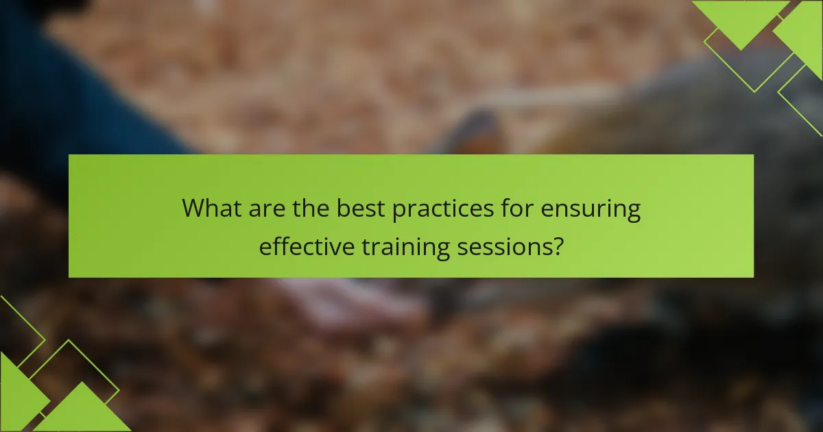 What are the best practices for ensuring effective training sessions?