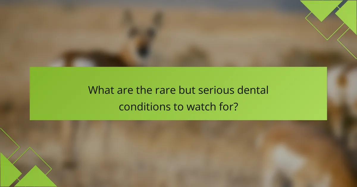 What are the rare but serious dental conditions to watch for?