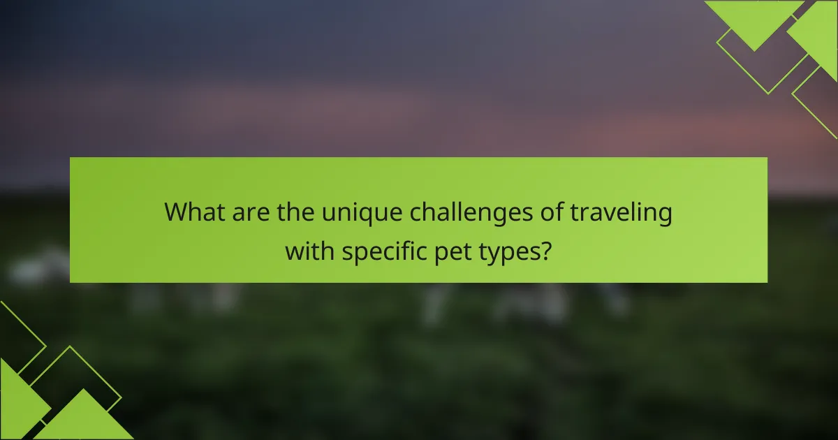 What are the unique challenges of traveling with specific pet types?